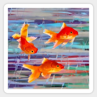 Playful Goldfish Abstract Sticker